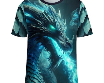 Blue Dragon Head T-Shirt for Sale by Swaggy Shirts on Etsy, Dragon Lover Gift, Fantasy Dragon Shirt, Mythical Dragon Tee, Animal Lover Shirt
