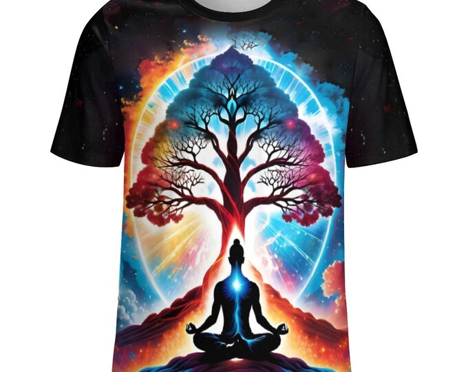 Tree of Life Yoga T-Shirt for Sale by Swaggy Shirts on Etsy, Men's Meditation Shirt, Yoga Gifts, Yoga Lover Shirts, Fantasy Spiritual Shirt