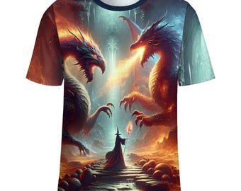 Epic Fire Dragons T-Shirt for Sale by Swaggy Shirts on Etsy, Fantasy Dragon Tee, Mythical Dragon Shirt, Dragon Lover Gift, Cute Animal Shirt