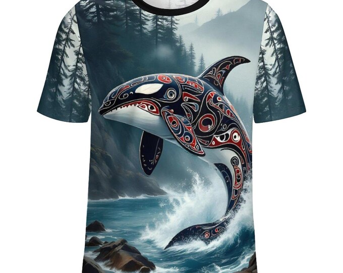 Power Spirit Animal T-Shirt for Sale by Swaggy Shirts on Etsy, Native Orca Whale Shirt, First Nation Tee, Indigenous T-Shirt, Birthday Gift