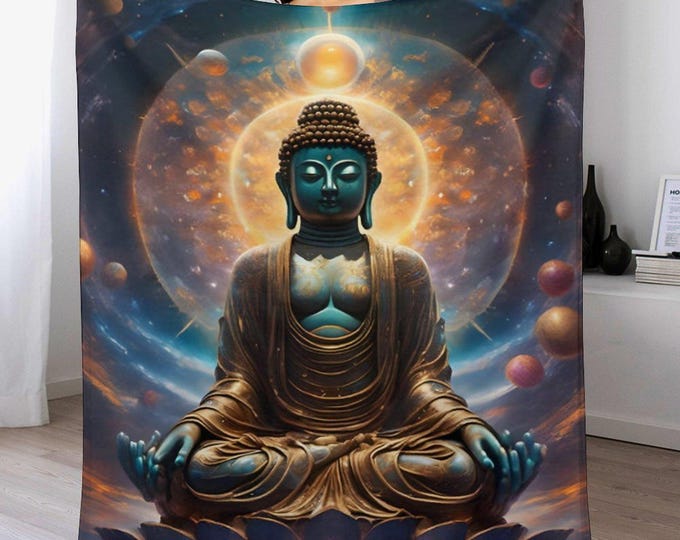 Buddha Meditation Flannel Blanket (One-sided Printing)-40"×50"