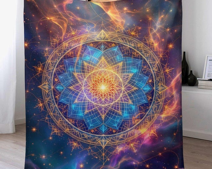 Sacred Geometry Flannel Blanket, Soft Warm Anti-Pill Throw, Cozy Winter Blanket, Lightweight Travel Blanket, Couch & Bed Decor, Unique Gifts