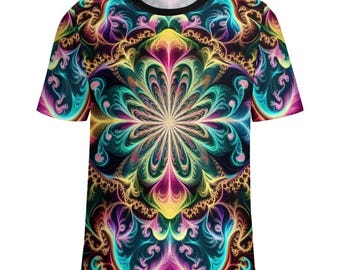 Trippy Fractal T-Shirt For Sale by Swaggy Shirts Online Etsy Apparel Store, Fractal Lovers Tee, Gift For Him, Boyfriend Gift, Geometry Shirt