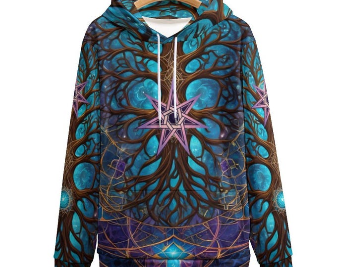 Elven Star Tree of Life Hoodie for Sale by Swaggy Shirt on Etsy, Nature Lover Hoodie, Tree Root Hoodie, Adventure Hoodie, Forest Tree Hoodie