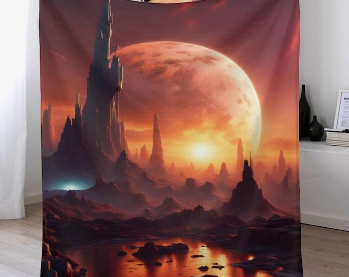 Magical Mystical Fantasy World Flannel Blanket, Soft Cozy Antipill Throw, Winter Bed Couch Blanket, Lightweight Travel Blanket, Gift for Her