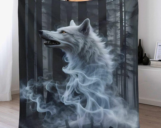 Spirit Smoke Wolf Flannel Blanket (One-sided Printing)-40"×50"