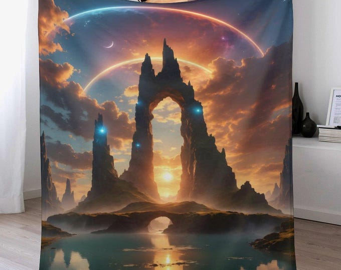 Mystic Fantasy World Flannel Blanket (One-sided Printing)-40"×50"