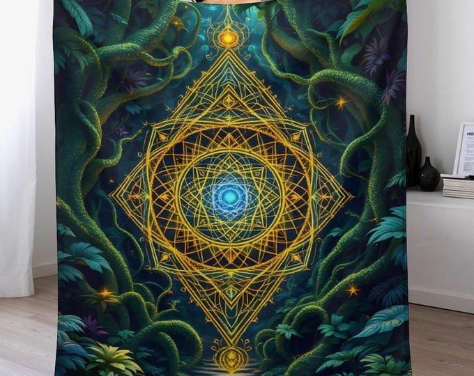 Sacred Geometry Flannel Blanket (One-sided Printing)-40"×50"