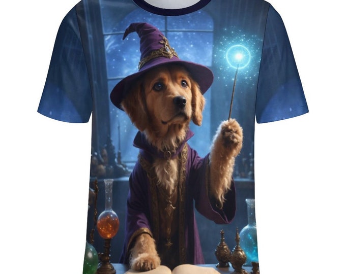 Wizard Dog T-Shirt for Sale by Swaggy Shirts on Etsy, Cute Magical Dog Graphic Tee, Funny Dog Shirt, Whimsical Dog Shirt, Animal Lover Shirt