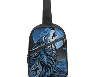 Indigenous First Nations Native Wolf Crossbody Sling Bag for Sale by Swaggy Shirts on Etsy, Cute Wolf Shoulder Bag, Native American Wolf Bag