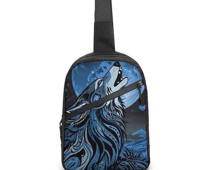 Indigenous First Nations Native Wolf Crossbody Sling Bag for Sale by Swaggy Shirts on Etsy, Cute Wolf Shoulder Bag, Native American Wolf Bag