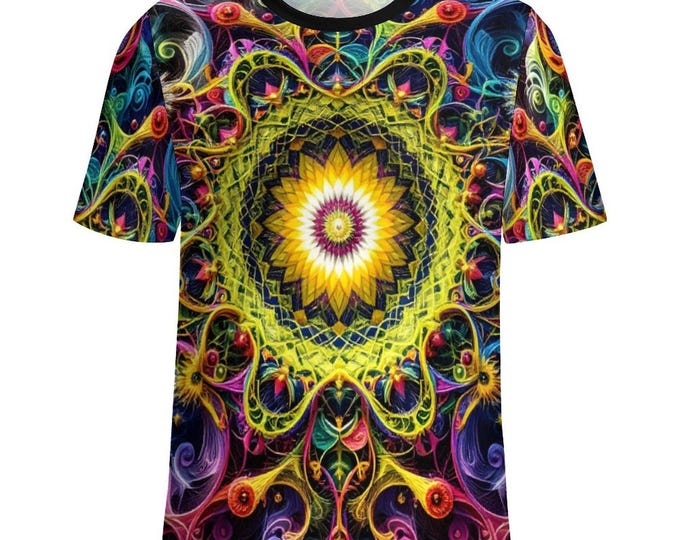 Trippy Fractal T-Shirt For Sale by Swaggy Shirts Online Etsy Apparel Store, Gift For Boyfriend, Gift For Him, Festival Shirt, Fractal Lovers