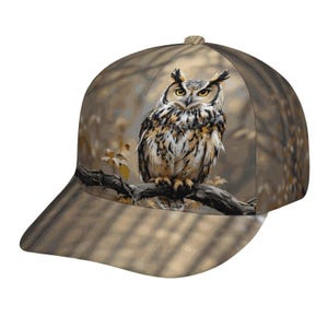 Gorro de búho nativo para camisa estilo swaggy en Etsy, gorra de béisbol de búho, gorro de ave silvestre, regalo para amantes de la naturaleza, gorra ajustable para exteriores, gorro para senderismo y camping.