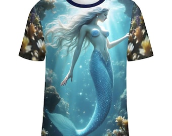 Bellissima maglietta con sirena in vendita su Swaggy Shirts su Etsy, maglietta con sirena mitologica, maglietta con grafica sirena, maglietta da donna con sirena, regalo sirena