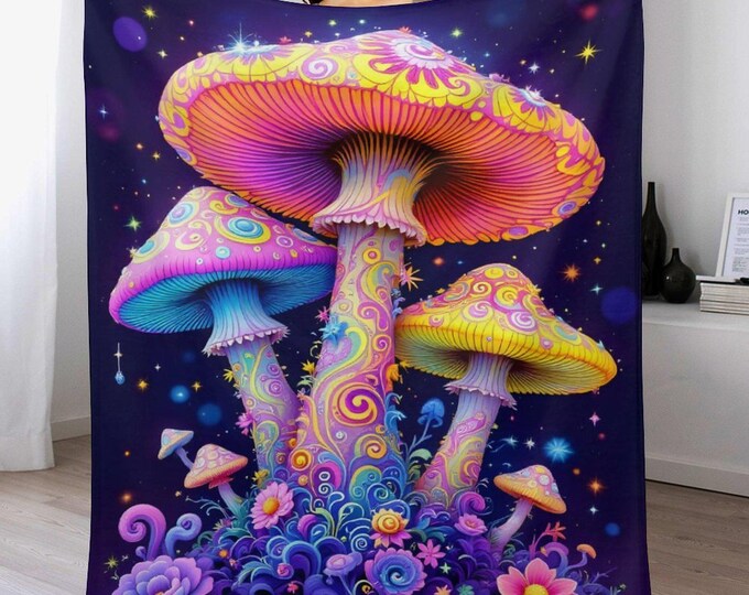 Magic Mushroom Flannel Blanket (One-sided Printing)-40"×50"