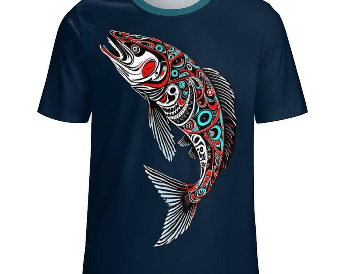 First Nations Native Indigenous Salmon T-Shirt For Sale by Swaggy Shirts Online Etsy Apparel Store, Ocean Lover Tee, Fishing Shirt, Gift