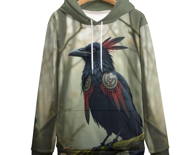 Native Raven Hoodie for Sale by Swaggy Shirts on Etsy, American Raven Hoodie, First Nation Indigenous Raven Sweatshirt, Spirit Animal Hoodie