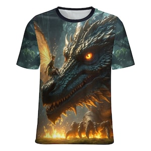 Fairy Dragon T-Shirt for Sale by Swaggy Shirts on Etsy, Fantasy Dragon Shirt, Faerie Magical Shirt, Dragon Graphics Tee, Fairy Fantasy Shirt