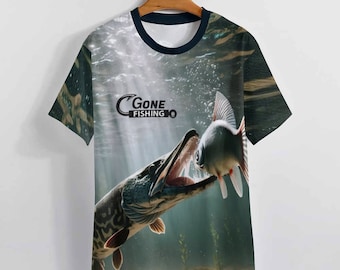 Pike Fishing Shirt, Gone Fishing T-Shirt by Swaggy Shirt on Etsy, Fathers Day Gift, Funny Fishing Shirt, Fishing Graphic Tee, Men Pike Shirt