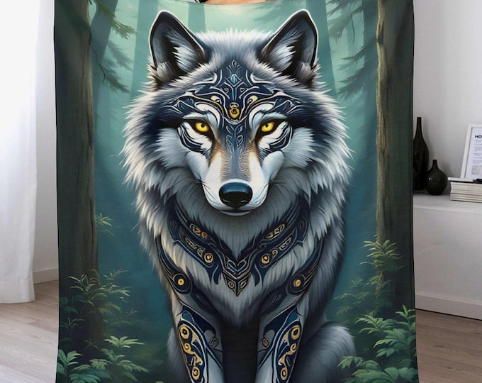 Spirit Wolf Flannel Blanket (One-sided Printing)-40"×50"