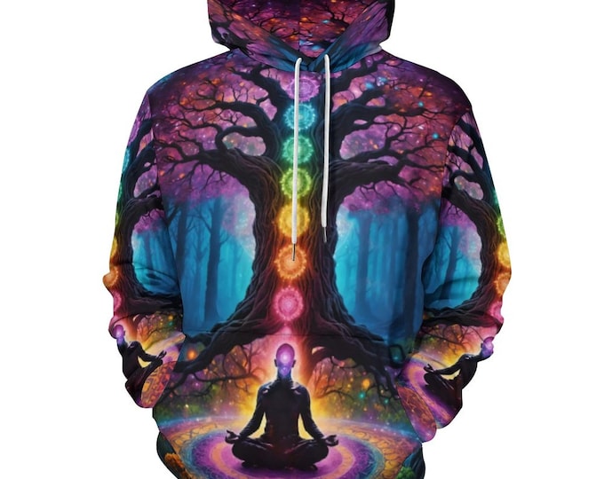 Chakra Tree of Life Hoodie for Sale by Swaggy Shirts on Etsy, Men's Meditation T-Shirt, Spiritual Clothing, Gift for Brothers, Yoga Apparel