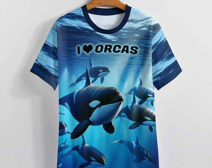 Featured listing image: Orca Shirts, Killer Whale Shirt, I Love Orcas Whales T-Shirt For Sale by Swaggy Shirts on Etsy, Ocean Shirts, Animal Lover Shirt, Whale Gift