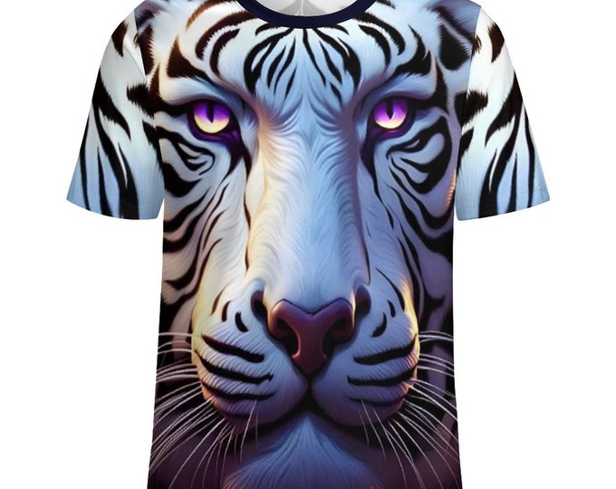 Magical White Tiger T-Shirt for Sale by Swaggy Shirts on Etsy, Animal Lover Shirt, Tiger Face T-Shirt, Spirit Animal Tee, Tiger Lover Gifts