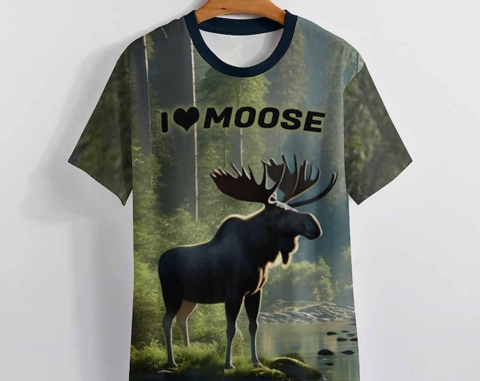 I Love Moose T-Shirt for Sale by Swaggy Shirts on Etsy, Moose Lover Shirt Gifts, Cute Moose Tee, Forest Animal Shirt, Funny Moose T-Shirt