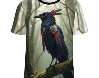 Raven Design Shirt, Native Raven T-Shirt for Sale by Swaggy Shirts on Etsy, Black Raven Shirts, Raven Spirit Animal Tee, First Nations Shirt