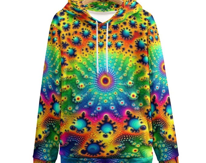Trippy Psychedelic Hoodie for Sale by Swaggy Shirts on Etsy, Men's Fractal Sweater, Spiritual Gift Hoodie, Festival Clothing, Mandala Hoodie