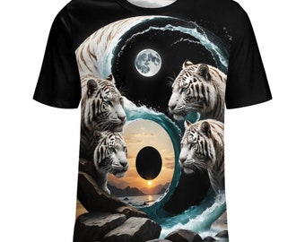 White Tiger T-Shirt for Sale by Swaggy Shirts on Etsy, Tiger Spirit Animal Shirt, Tiger Yin Yang T-Shirt, Animal Lover Tee, Moon Tiger Shirt