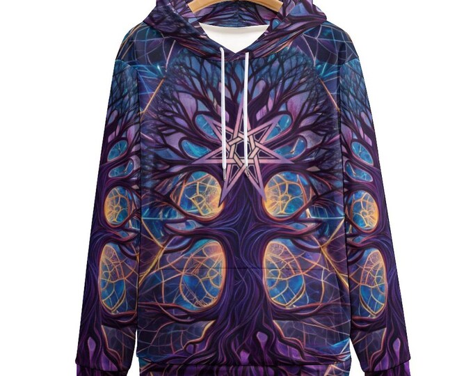 Elven Star Hoodie, Tree of Life Zippered Hoodie for Sale by Swaggy Shirt on Etsy, Nature Lover Sweater, Tree Root Hoodie, Forest Tree Hoodie