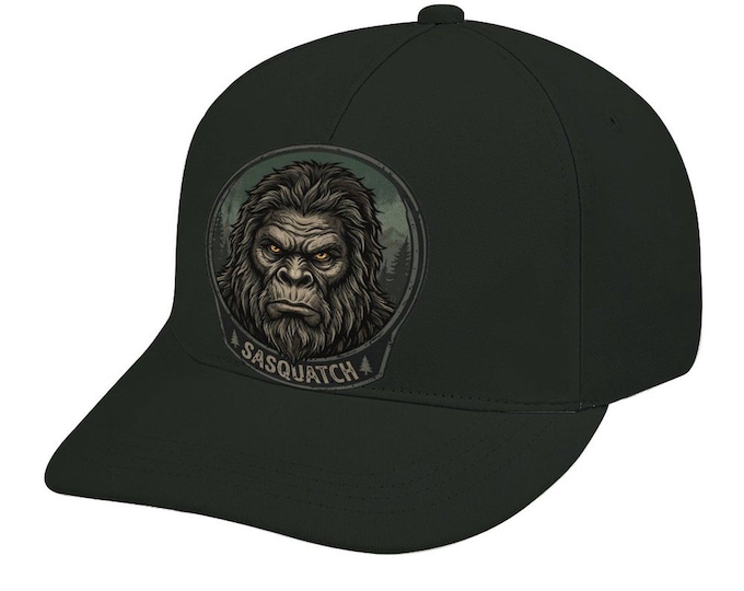 Sasquatch Hat for Sale by Swaggy Shirt on Etsy, Bigfoot Baseball Cap, Cryptid Adjustable Fitted Cap, Outdoor Hiking Fishing Camping Hat