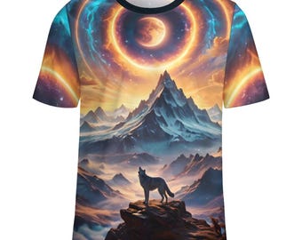 Howling Wolf Portal T-Shirt for Sale by Swaggy Shirts on Etsy, Wolf Spirit Animal Shirt, Men's Wolf Shirts, Animal T-Shirt, Wolf Lover Gifts