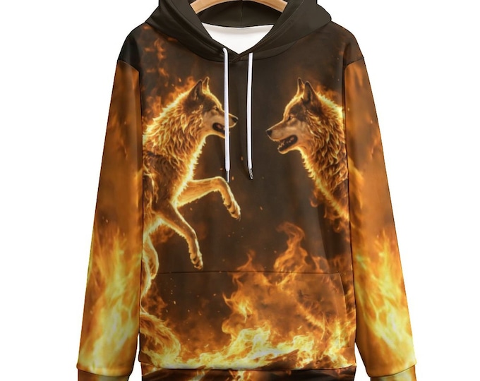 Fire Wolf Hoodie for Sale by Swaggy Shirts Online Etsy Shop, Wolf Spirit Animal Sweater, Wolf Graphic Hoodie, Animal Jumper, Wolf Lover Gift