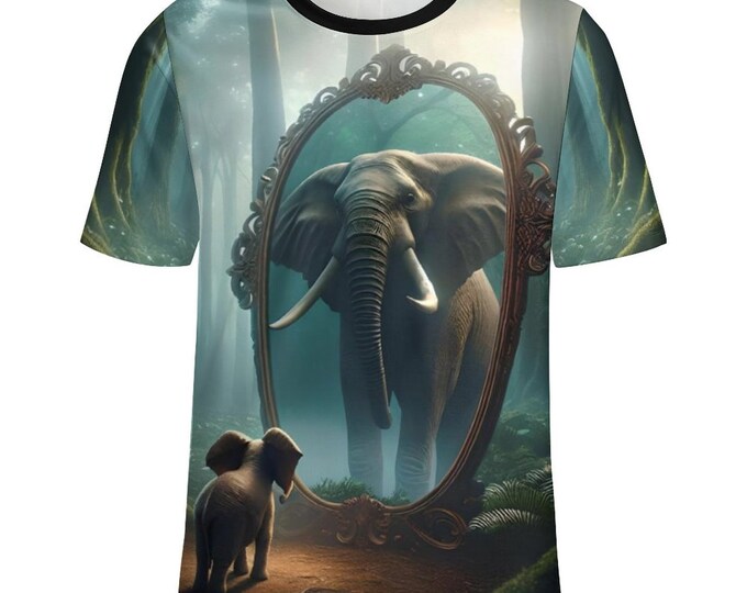 Elephant Mirror T-Shirt for Sale by Swaggy Shirt on Etsy, Animal Lover Shirt, Magical Elephant Shirt, Spirit Animal Tee, Mens Elephant Shirt