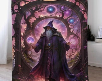 Magical Wizard Flannel Blanket (One-sided Printing)-40"×50"