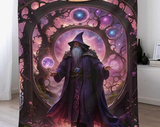 Magical Wizard Flannel Blanket (One-sided Printing)-40"×50"