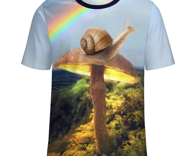Mushroom Snail T-Shirt for Sale by Swaggy Shirts on Etsy, Cute Snail Shirts, Rainbow Mushroom Light T-Shirt, Mushroom with Snail Design Tee