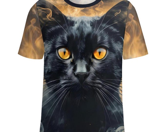 Black Cat Halloween T-Shirt for Sale by Swaggy Shirts on Etsy, Halloween Cat Shirt, Retro Halloween Tee, Spooky Shirt, Funny Halloween Shirt