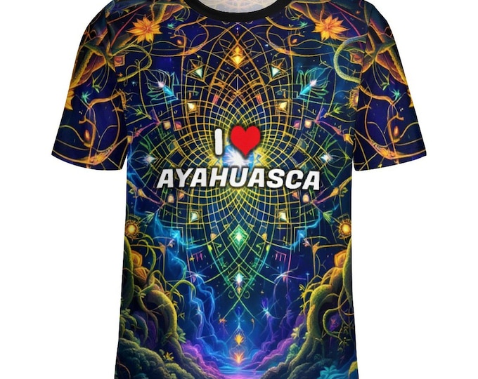 I Love Ayahuasca T-Shirt For Sale by Swaggy Shirts Online Etsy Apparel Store, Ayahuasca Lovers Tee, Sacred Geometry Shirt, Men's Gift