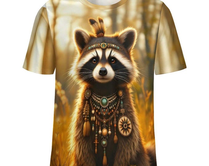 Native Raccoon T-Shirt for Sale by Swaggy Shirt on Etsy, America Raccoon Shirt, Spirit Animal Tee, Raccoon Gift, First Nation Indigenous Tee