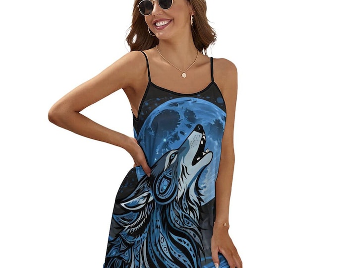 Women's Wolf Dress, Native Wolf Dress for Sale by Swaggy Shirts on Etsy, First Nations Dress, Wolf Spirit Animal Dress, American Wolf Dress