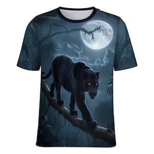 T-shirt panthère noire en vente par Swaggy Shirt of Etsy, t-shirt graphique léopard, t-shirt animal spirituel, chemise gros chat, chemise cadeau pour les amateurs de panthère