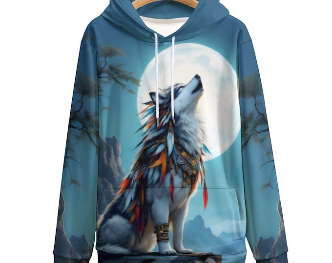 American Wolf Hoodie, Native Wolf Hoodie for Sale by Swaggy Shirts on Etsy, Spirit Animal Hoodie Gift, First Nations Indigenous Wolf Sweater