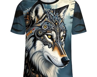 Camiseta de lobo aullador nativo a la venta en Swaggy Shirts Etsy, camiseta de las Primeras Naciones, camiseta con espíritu de lobo, camiseta de lobo para hombre, regalo para amantes de los animales