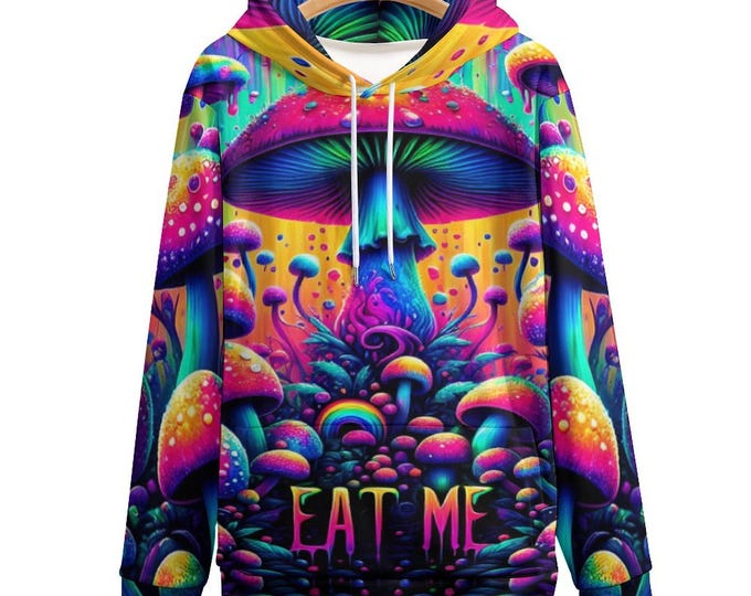 Psychedelic Mushroom Eat Me Hoodie for Sale by Swaggy Shirts on Etsy, Trippy Mushroom Hoodie, Magic Mushrooms Hoodie, Mushroom Lover Sweater