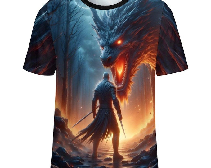 Legendary Fire Dragon Viking Warrior T-Shirt for Sale by Swaggy Shirts on Etsy, Fantasy Dragon Shirt, Mythical Dragon Tee, Dragon Lover Gift