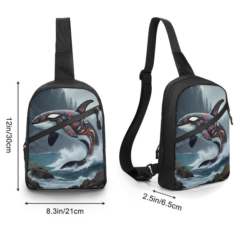 Indigenous First Nations Native Orca Killer Whale Crossbody Sling Bag ...
