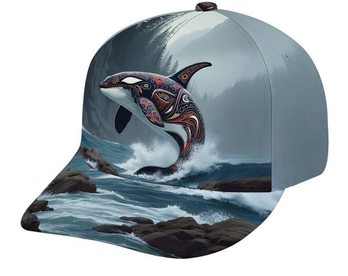Indigenous First Nations Native Orca Killer Whale Hat for Sale by Swaggy Shirts on Etsy, Orca Baseball Cap, Killer Whale Cap, Orca Dad Hats